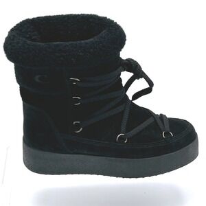La Canadienne Size 36 US 5.5 Black Suede‎ Shearling Platform Boots Emery $395